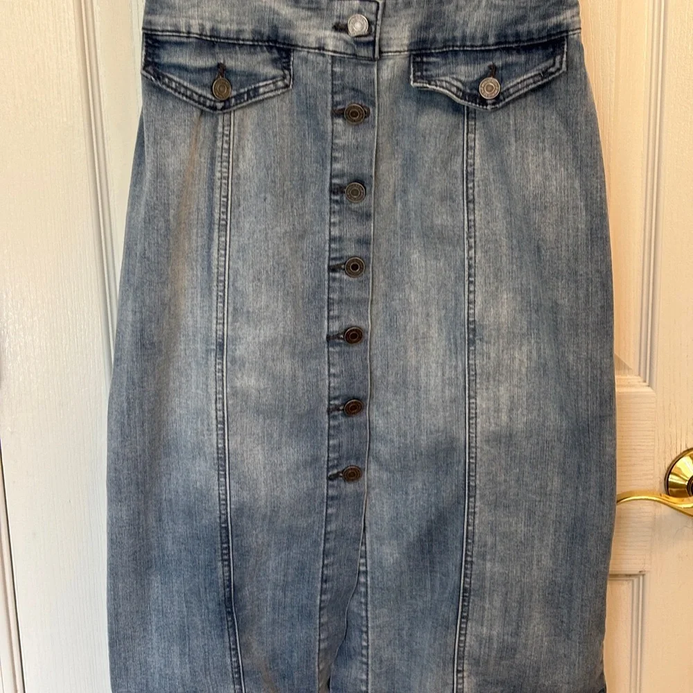 Indigo Rein Blue Denim Dress Women’s Sz M Button Down Jumper Sun Dress Western - Picture 5 of 6